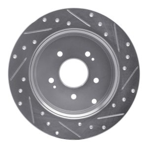 Hyundai Santa Fe Brake Rotor (1) - Rear Left - R1 Concepts - Drilled & Slotted - Silver - `07-`09
